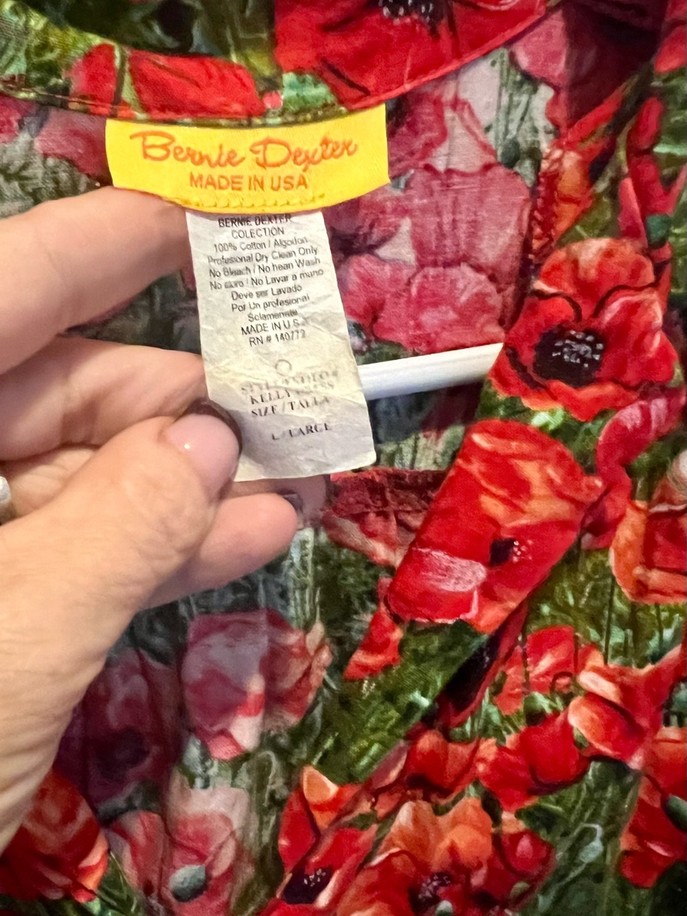 Bernie Dexter Red Poppy Floral Dress with Green Foliage